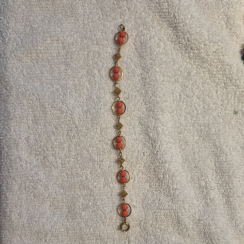 Gold and Coral Bracelet